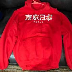 Large red hoodie